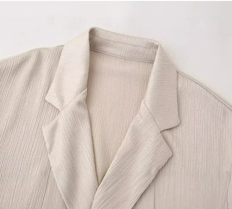Ensemble Blazer à Volants et Pantalon Décontracté