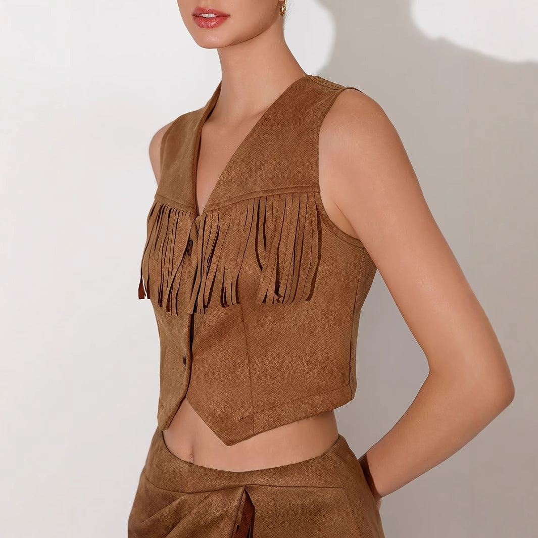 ensemble féminin style western à franges