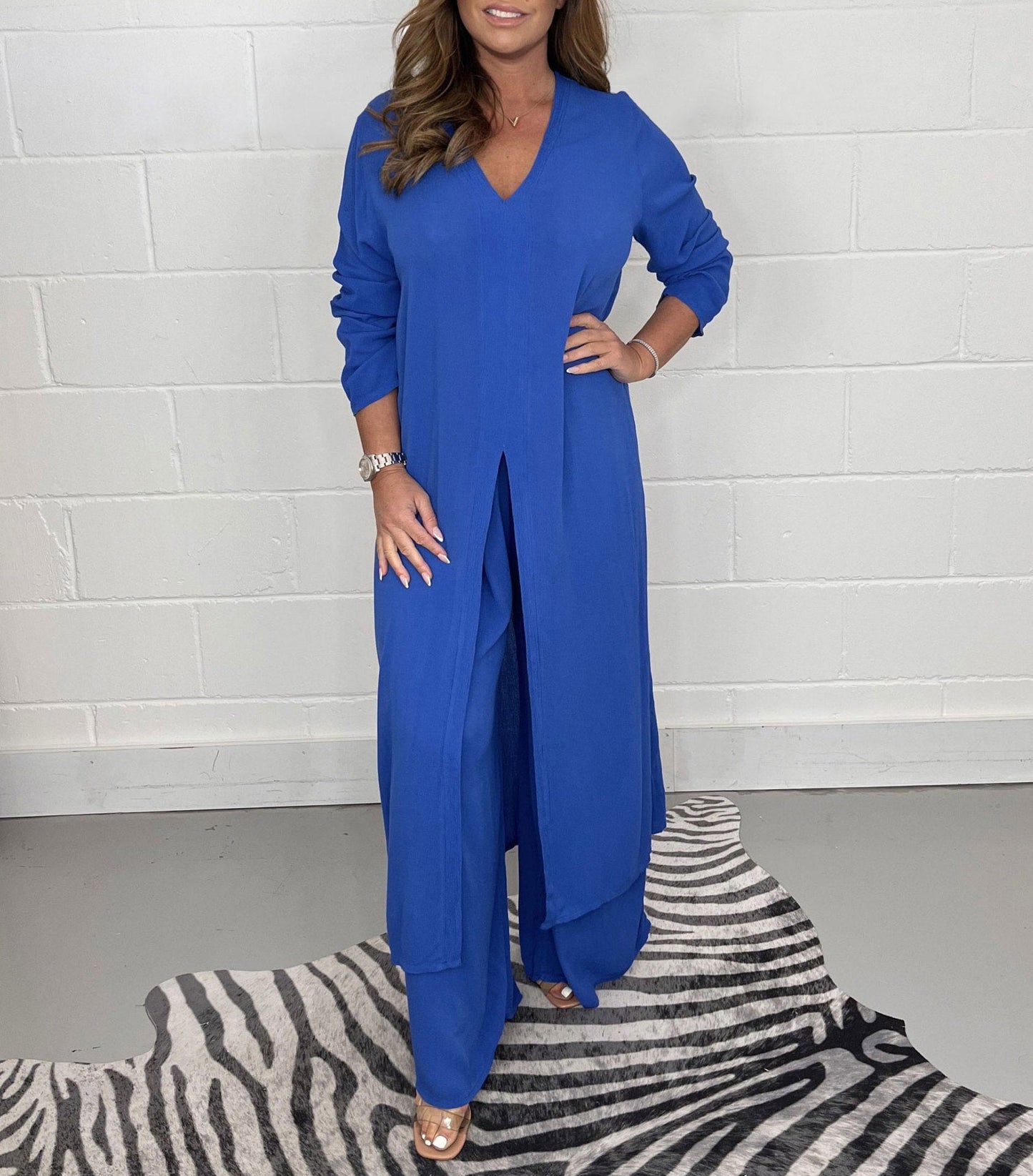ensemble fluide long avec haut fendu