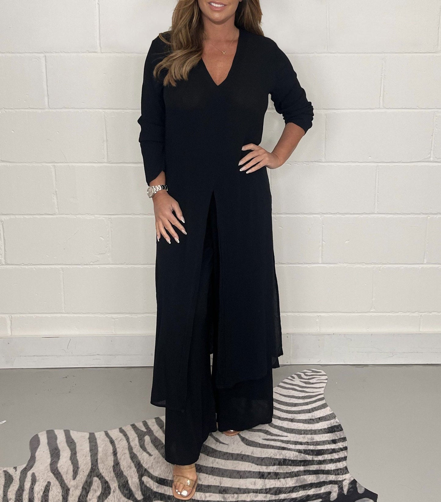 ensemble fluide long avec haut fendu