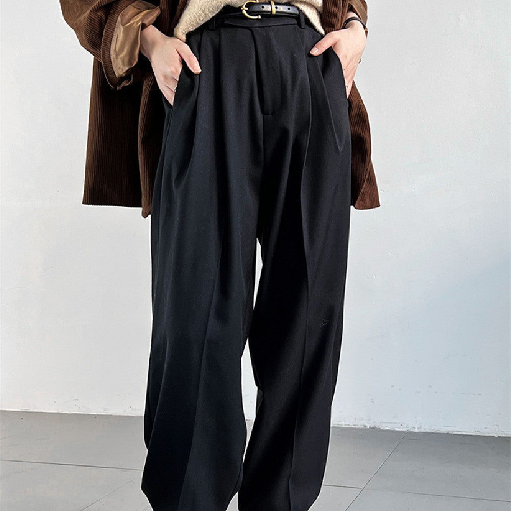 Pantalon large fluide coupe droite femme
