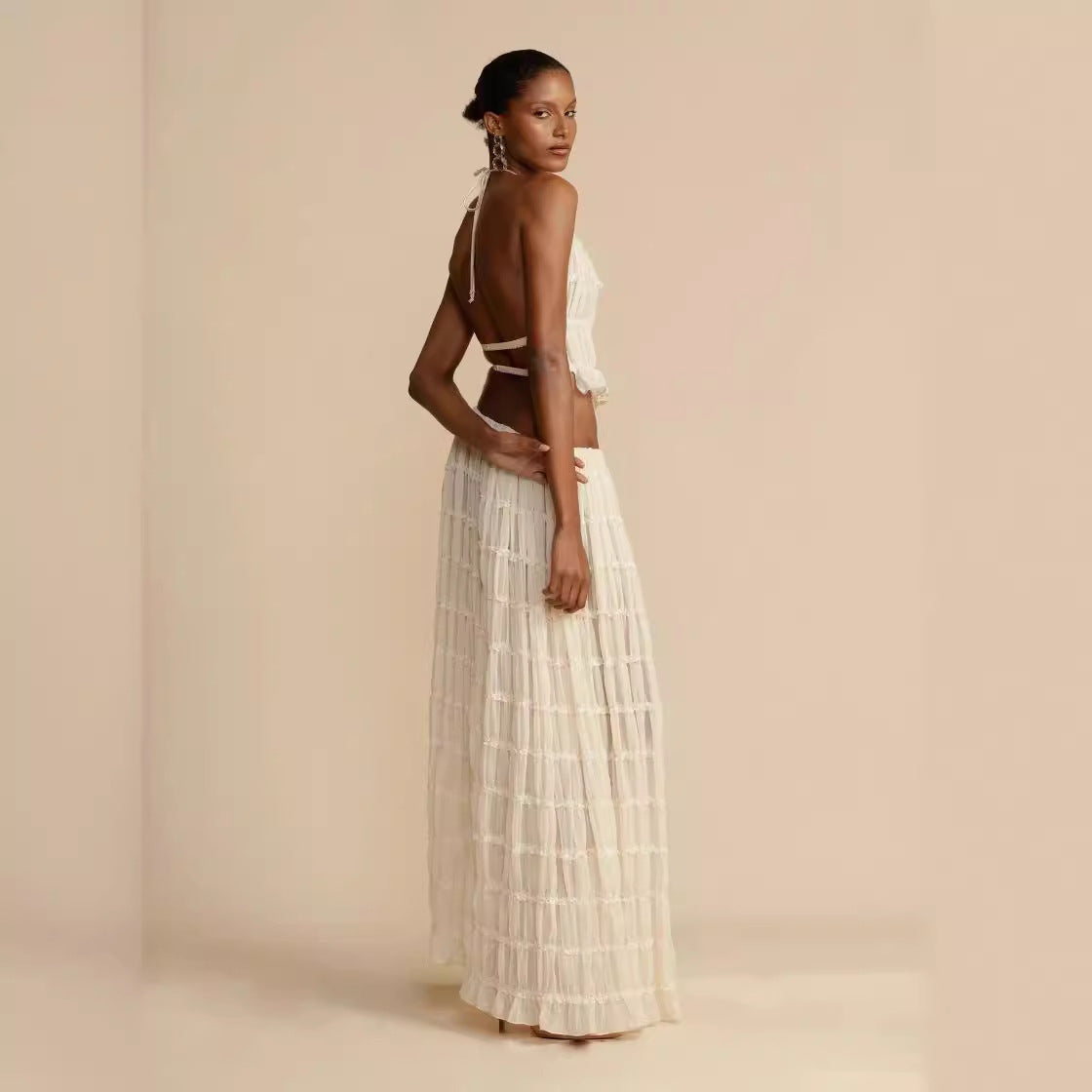 Ensemble Robe Longue Dos Nu et Bretelles Ajustables