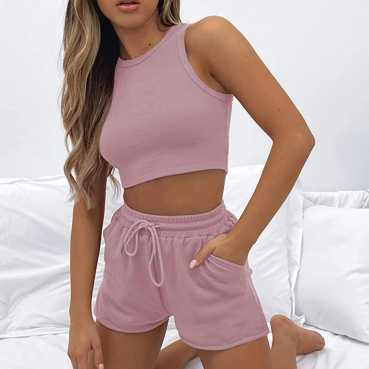 Ensemble Débardeur Texturé et Short Décontracté