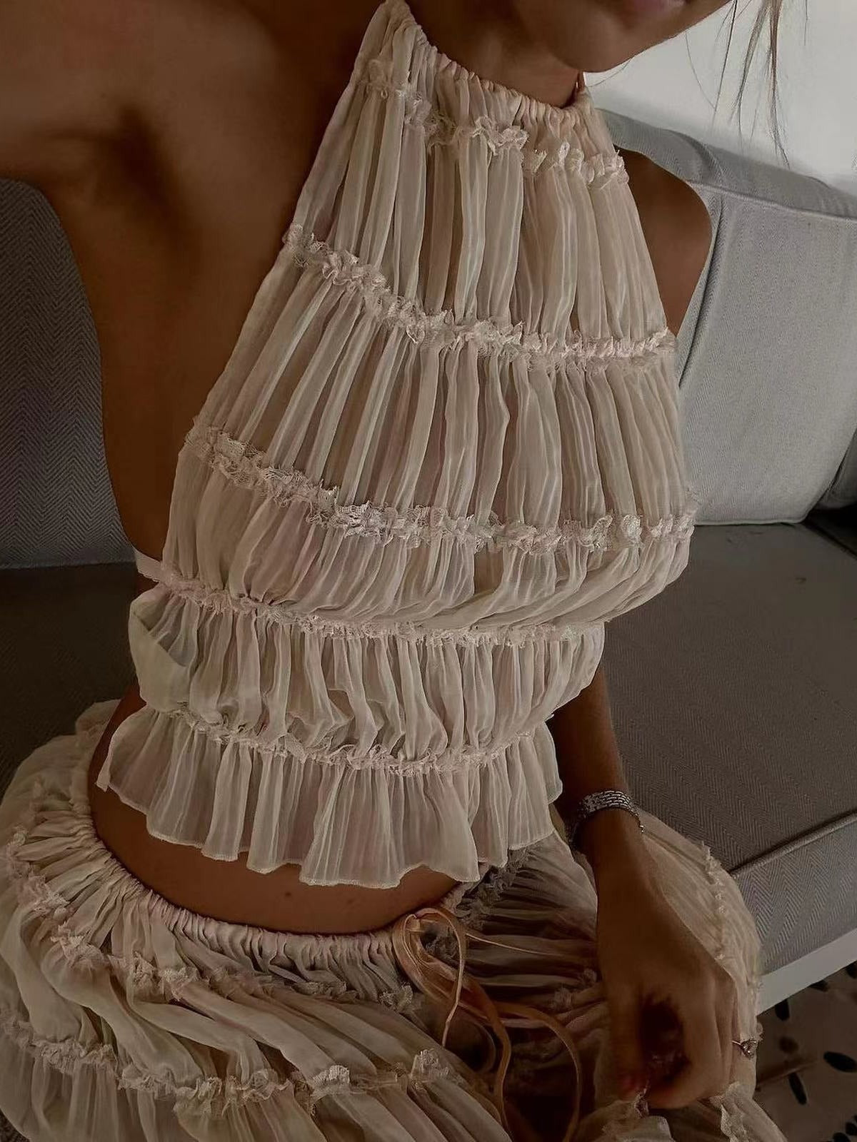 Ensemble Robe Longue Dos Nu et Bretelles Ajustables