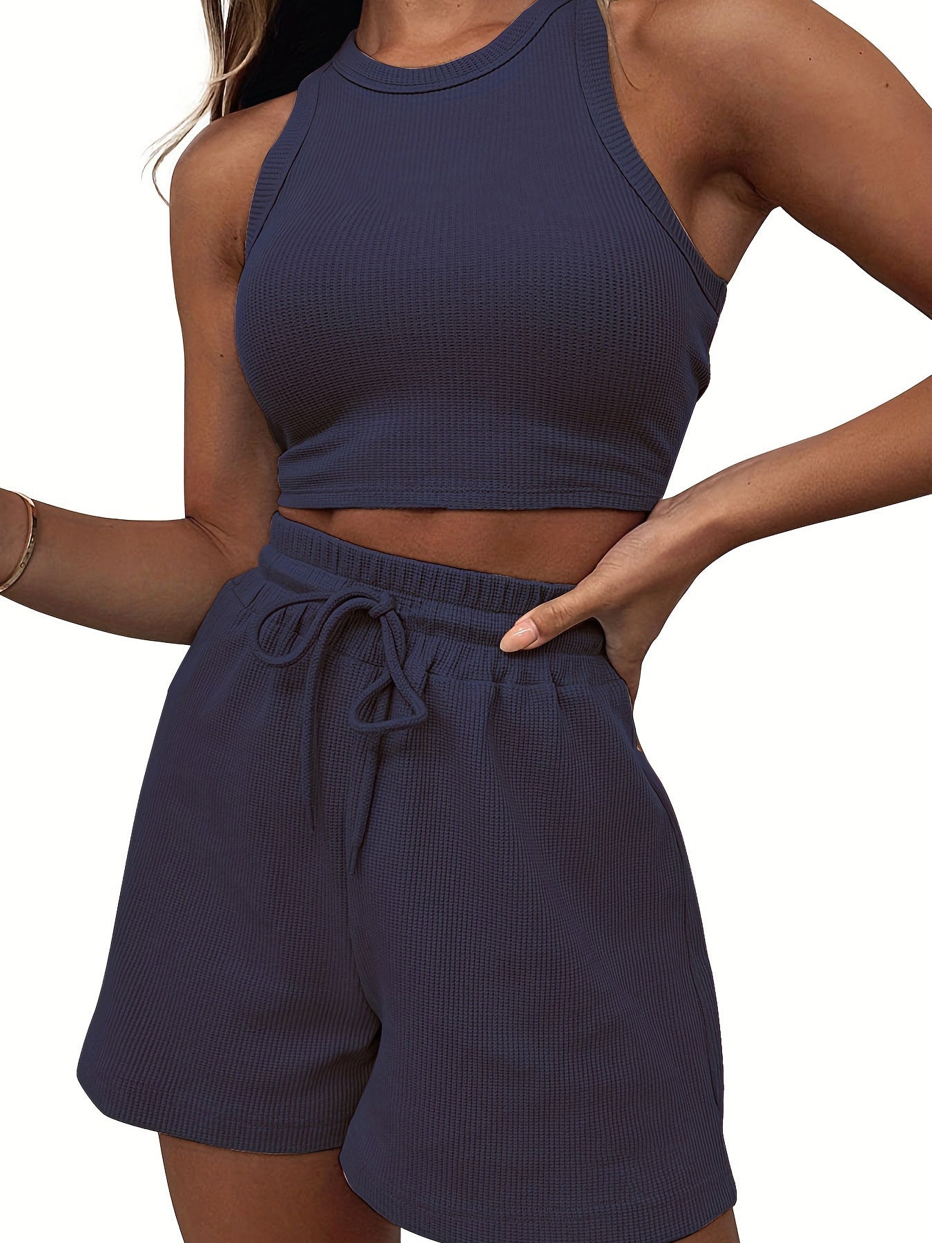 Ensemble Débardeur Texturé et Short Décontracté