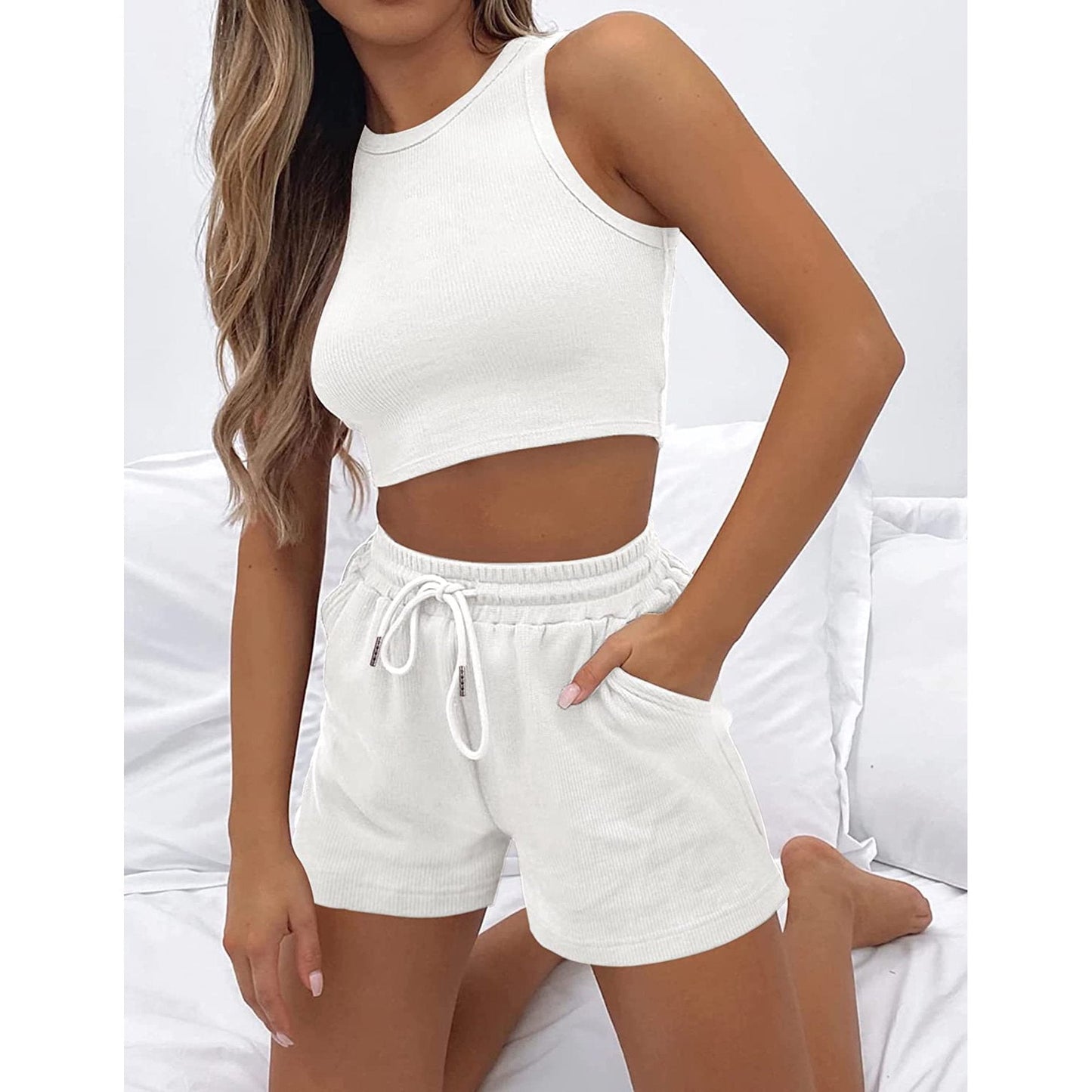 Ensemble Débardeur Texturé et Short Décontracté