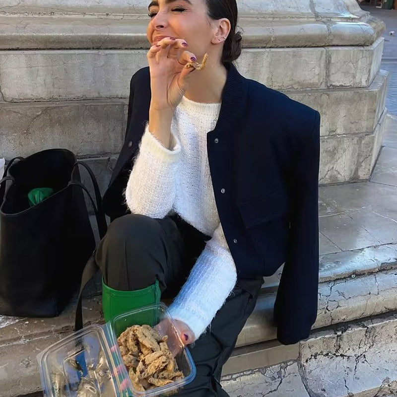 Veste Casual à Col Montant et Poches