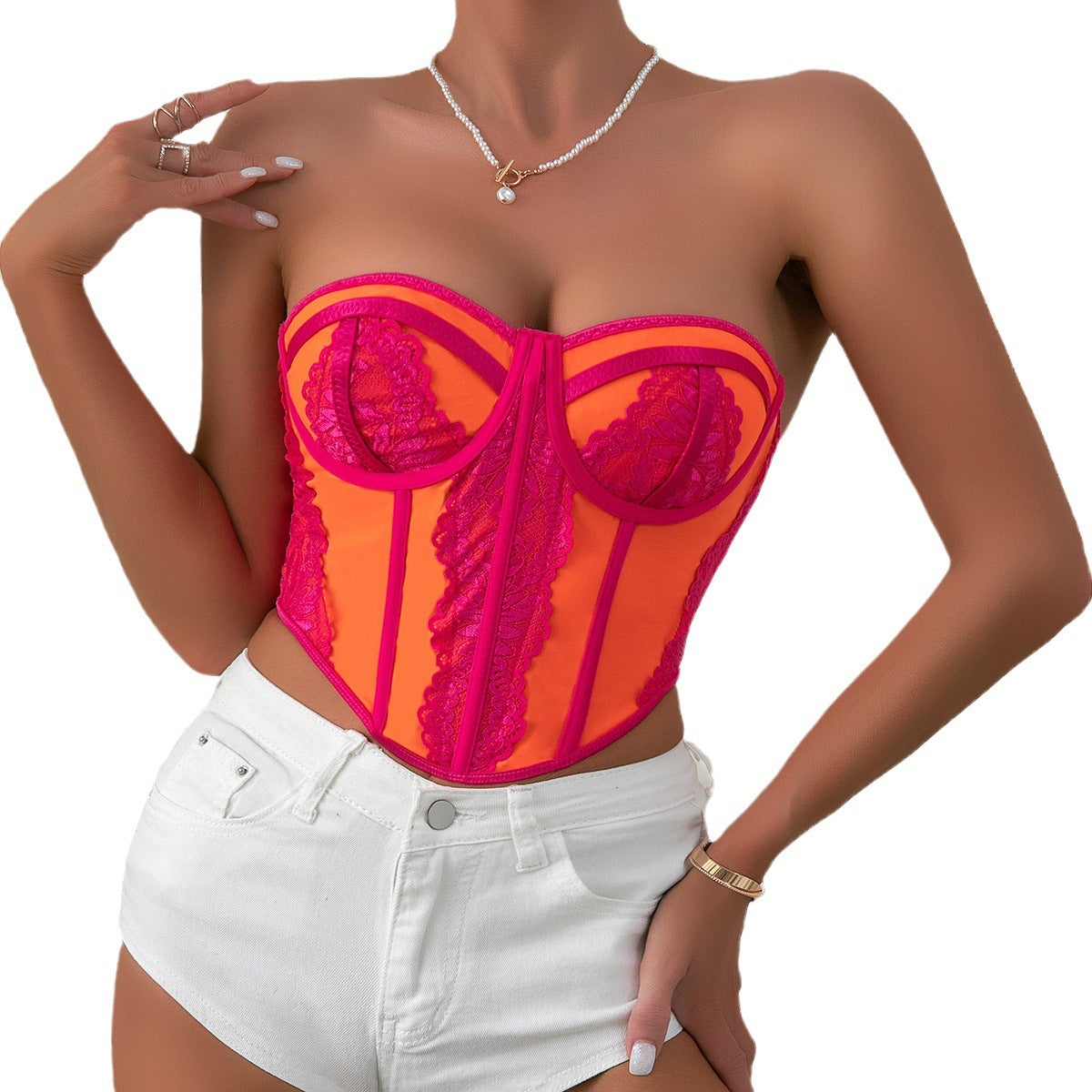 Bustier structuré en dentelle ajourée