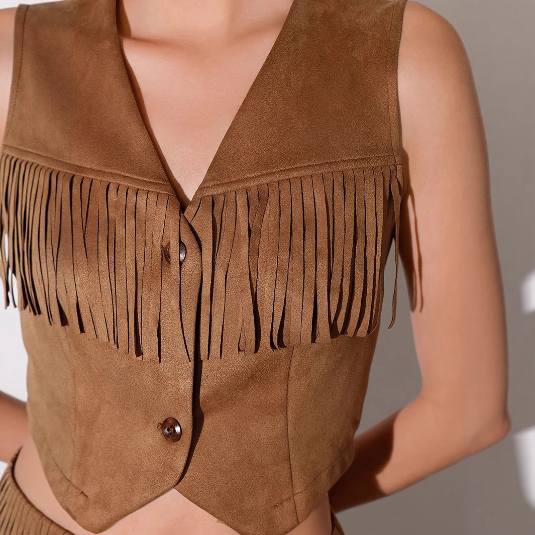 ensemble féminin style western à franges