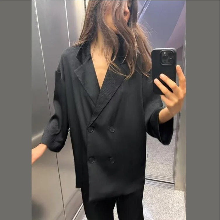 Ensemble Blazer à Volants et Pantalon Décontracté