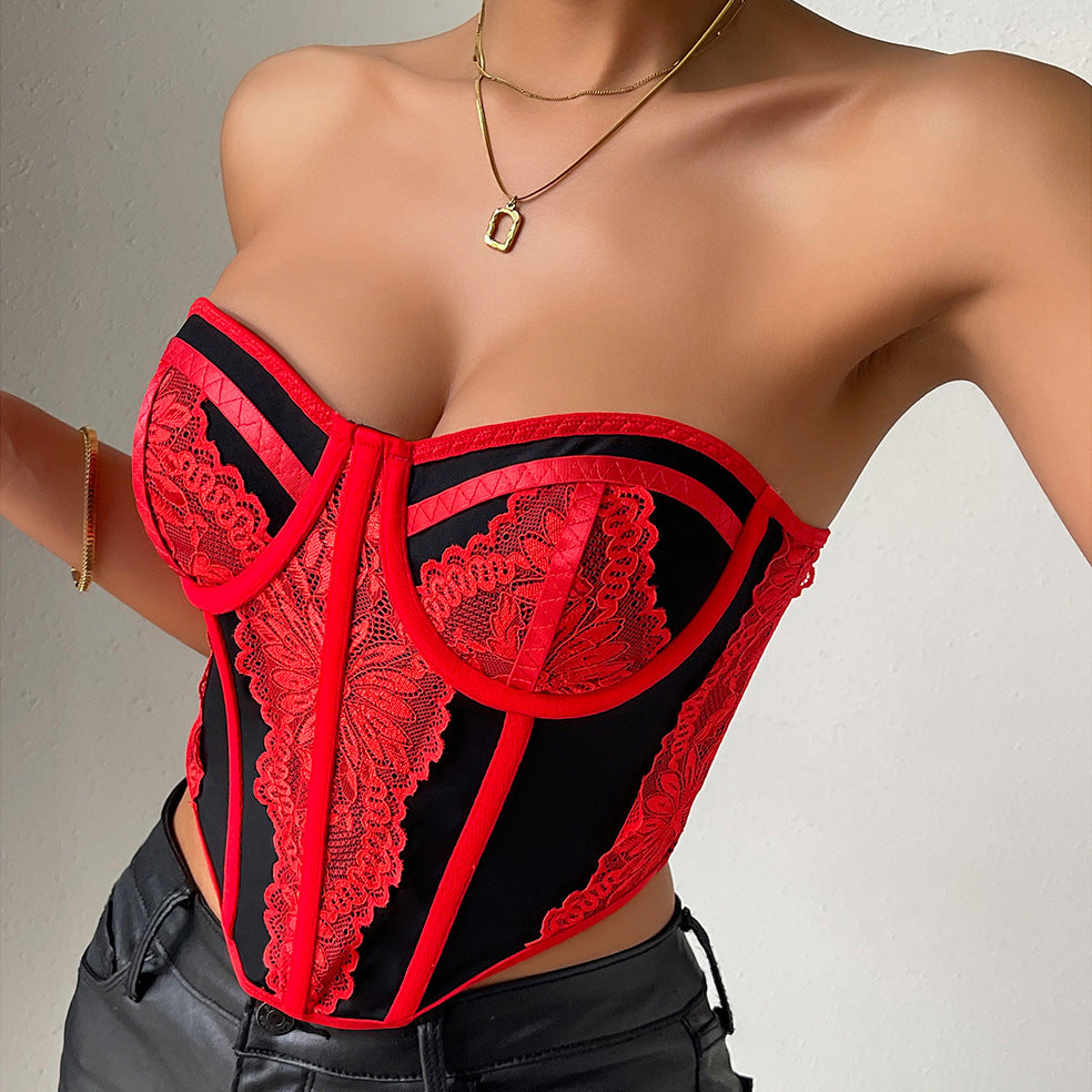 Bustier structuré en dentelle ajourée