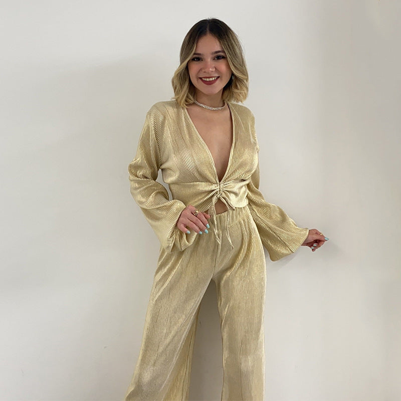 ensemble fluide à manches longues et pantalon ample