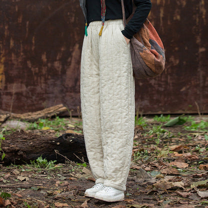 Pantalon large matelassé style décontracté femme