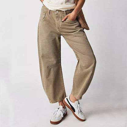 Pantalon large droit coupe décontractée femme