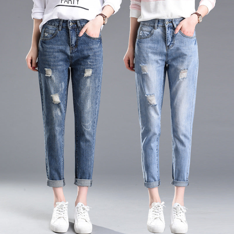 Jeans Slim Délavés et Déchirés