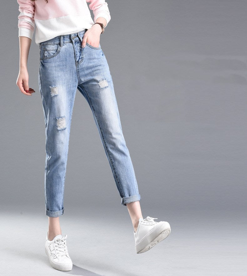 Jeans Slim Délavés et Déchirés