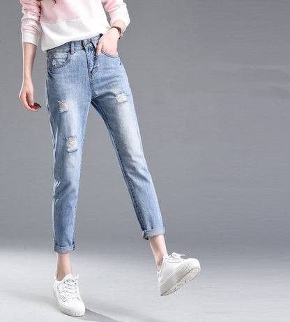 Jeans Slim Délavés et Déchirés