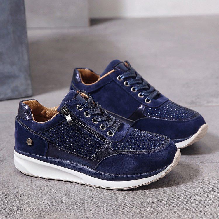 baskets compensées casual femme zip brillant
