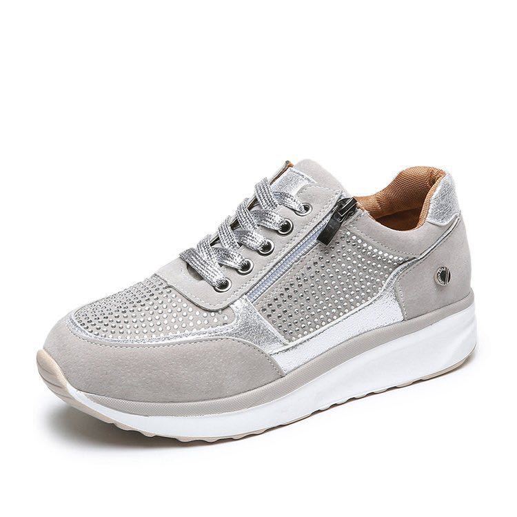 baskets compensées casual femme zip brillant