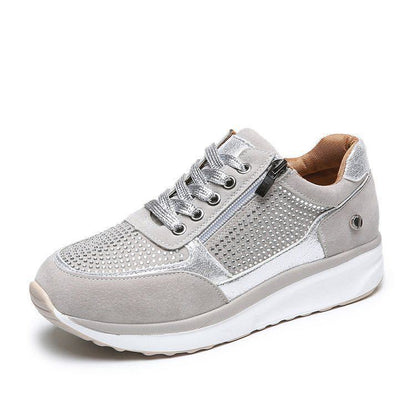 baskets compensées casual femme zip brillant