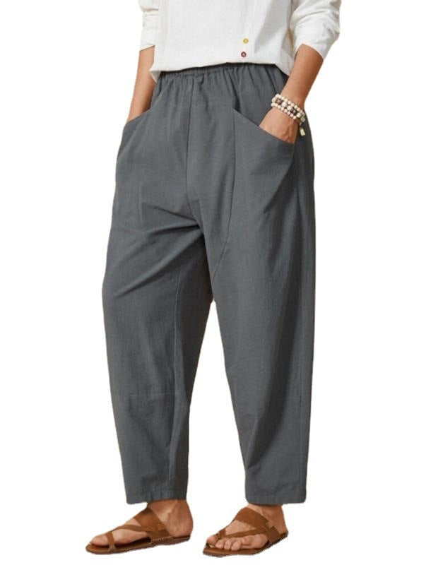 Pantalon femme ample taille élastique