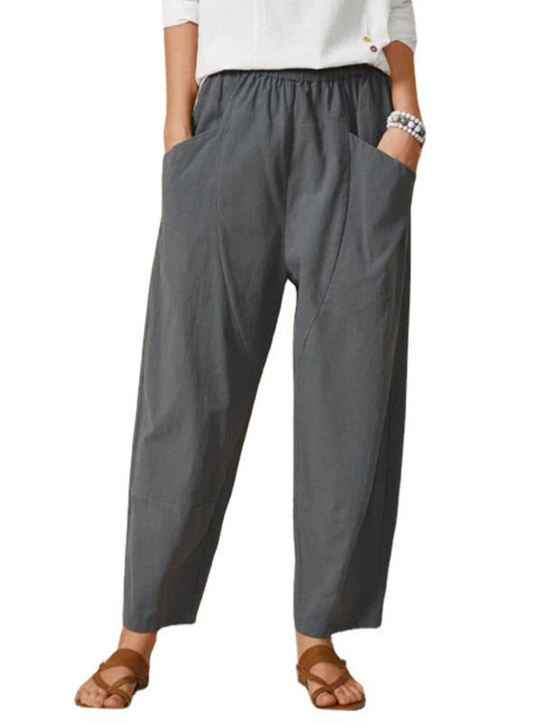 Pantalon femme ample taille élastique