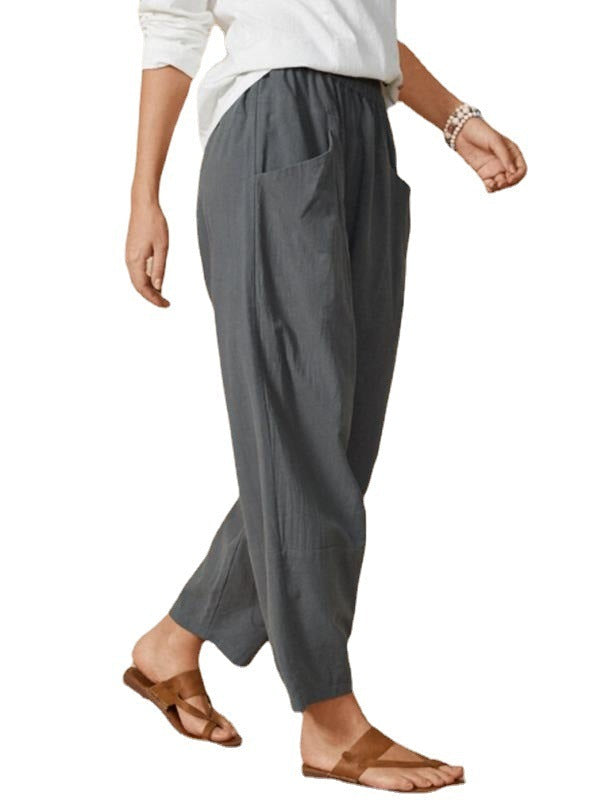 Pantalon femme ample taille élastique