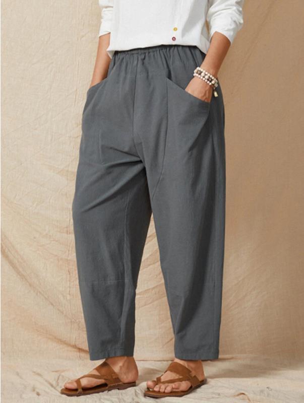 Pantalon femme ample taille élastique