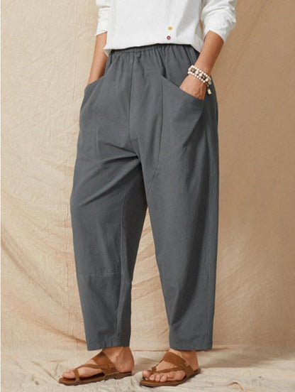 Pantalon femme ample taille élastique