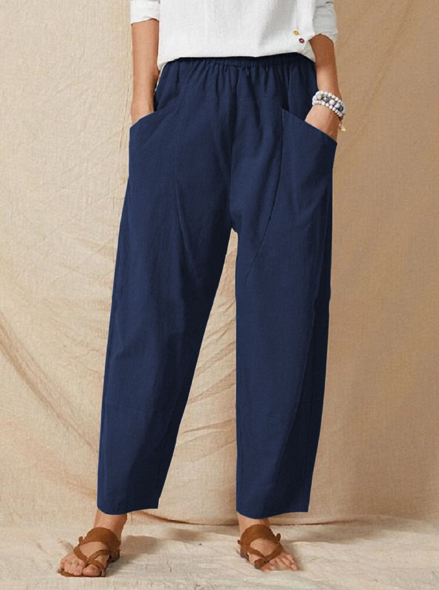 Pantalon femme ample taille élastique
