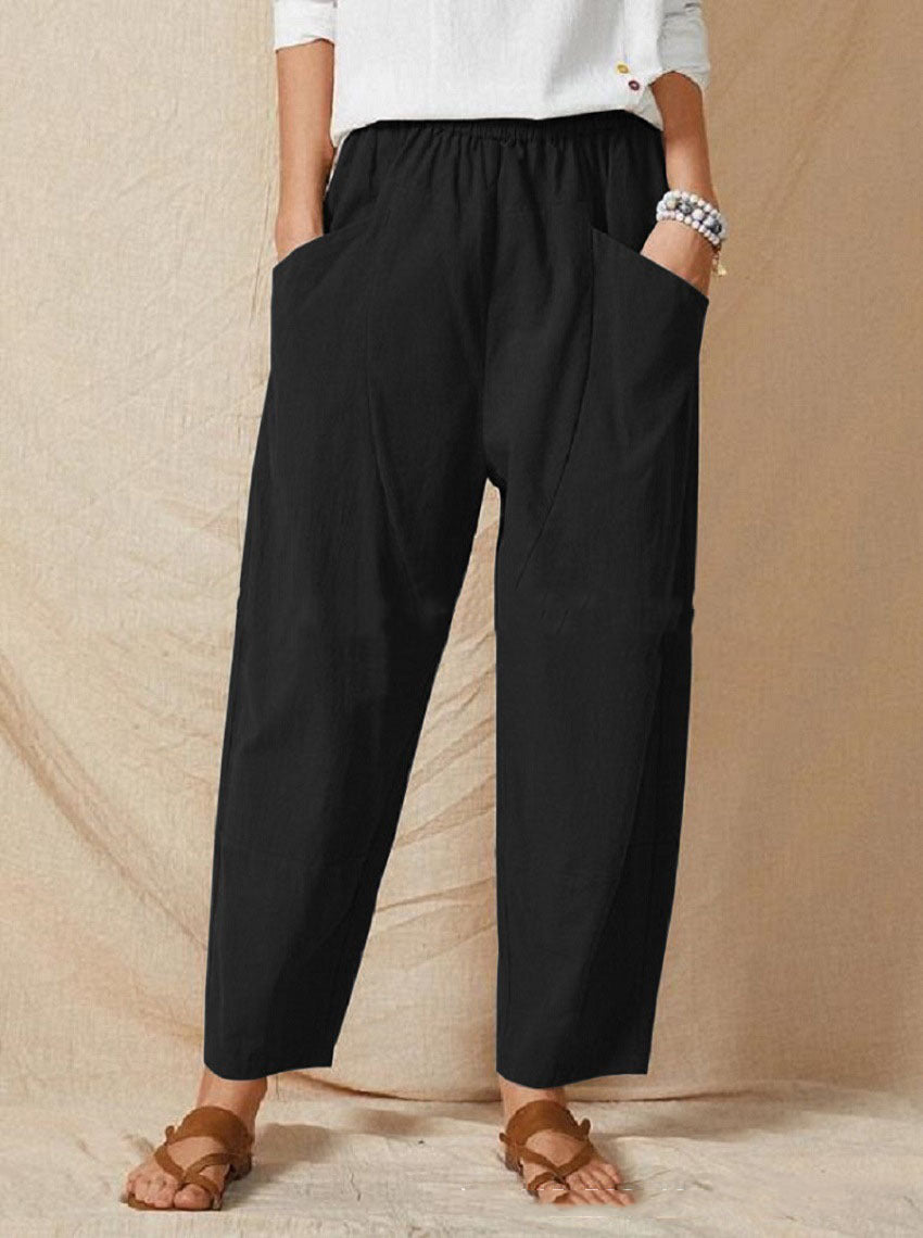 Pantalon femme ample taille élastique