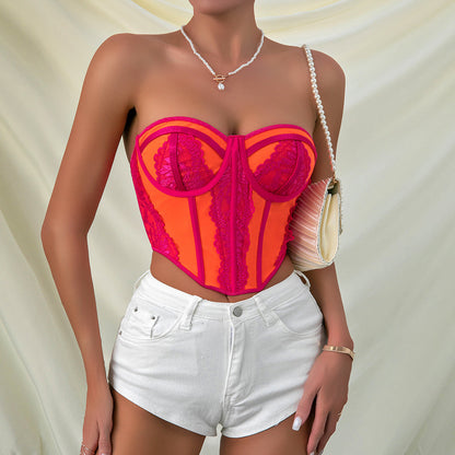 Bustier structuré en dentelle ajourée