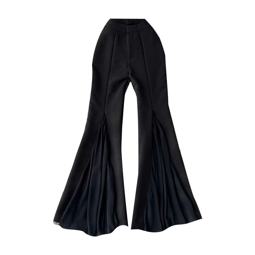 Pantalon évasé femme à détails transparents