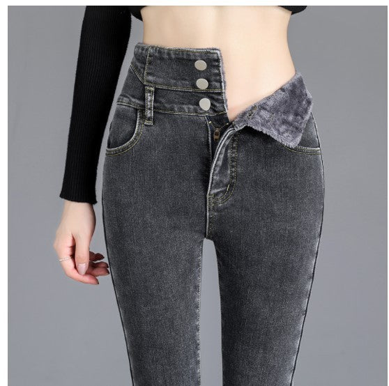 Jeans Femme Taille Haute Doublés en Polaire