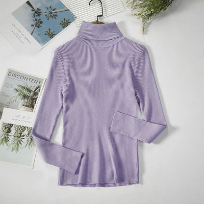 Pull Col Roulé Tricoté à Rayures