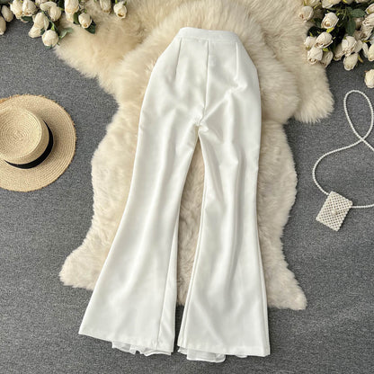 Pantalon évasé femme à détails transparents