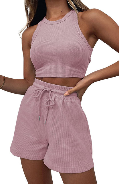 Ensemble Débardeur Texturé et Short Décontracté