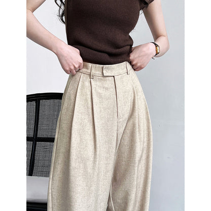 Pantalon large fluide coupe droite femme