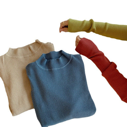 Pull Col Roulé Tricoté à Rayures