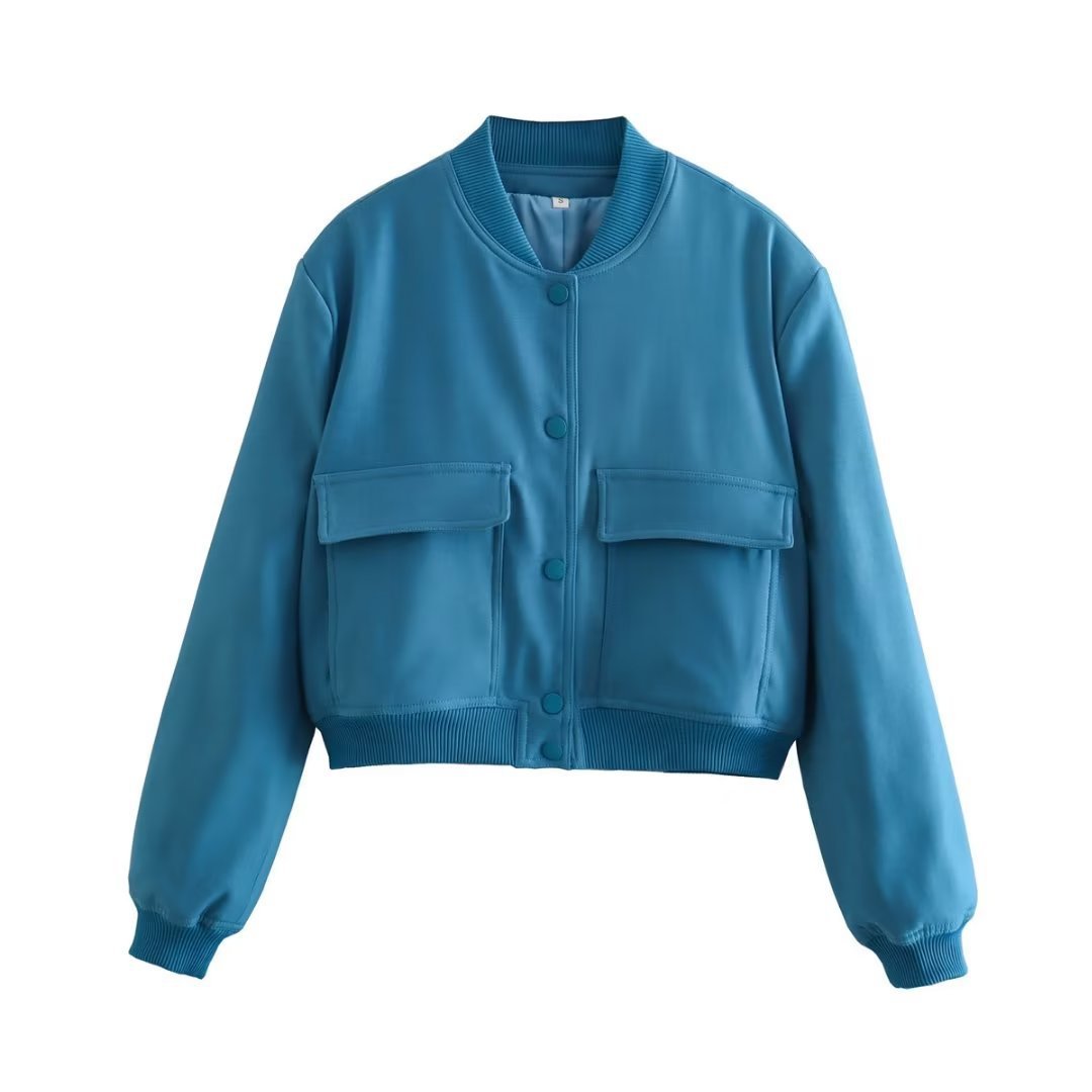 Veste Casual à Col Montant et Poches