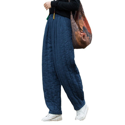 Pantalon large matelassé style décontracté femme
