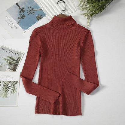 Pull Col Roulé Tricoté à Rayures