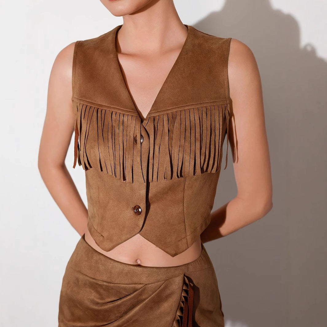 ensemble féminin style western à franges