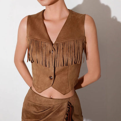 ensemble féminin style western à franges