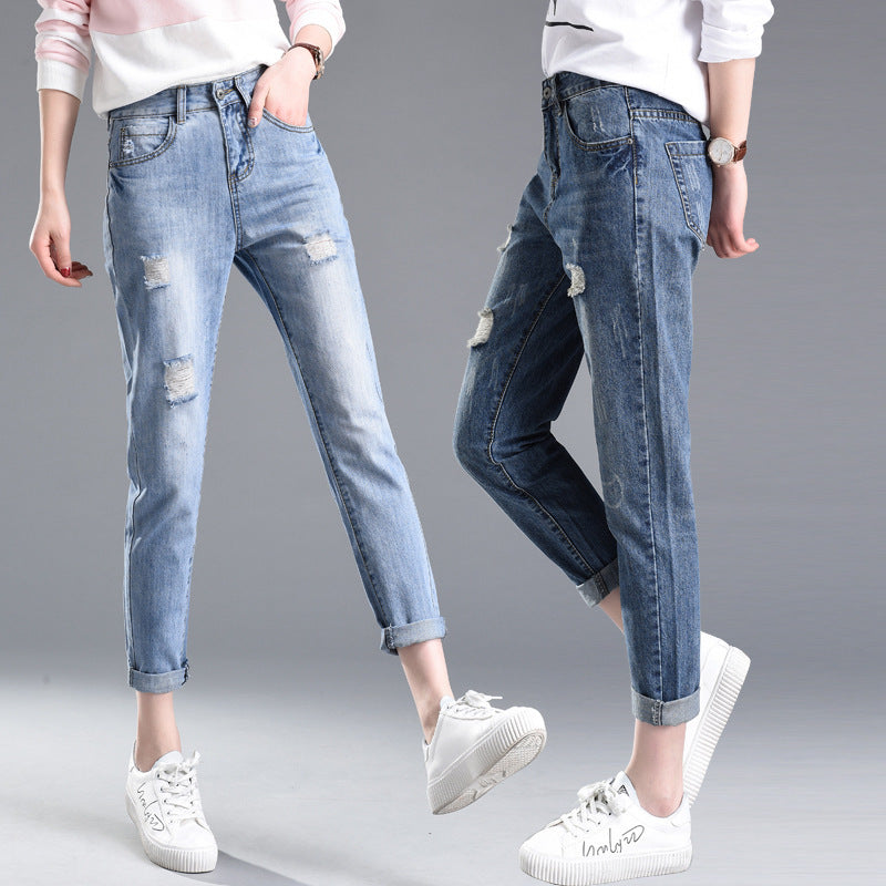Jeans Slim Délavés et Déchirés