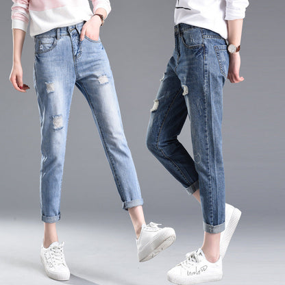 Jeans Slim Délavés et Déchirés
