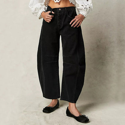 Pantalon large droit coupe décontractée femme