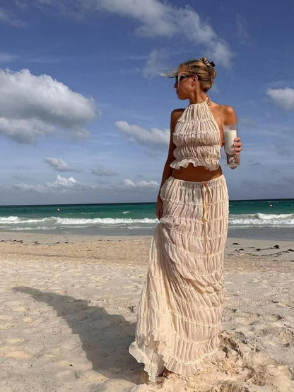 Ensemble Robe Longue Dos Nu et Bretelles Ajustables