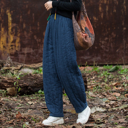Pantalon large matelassé style décontracté femme