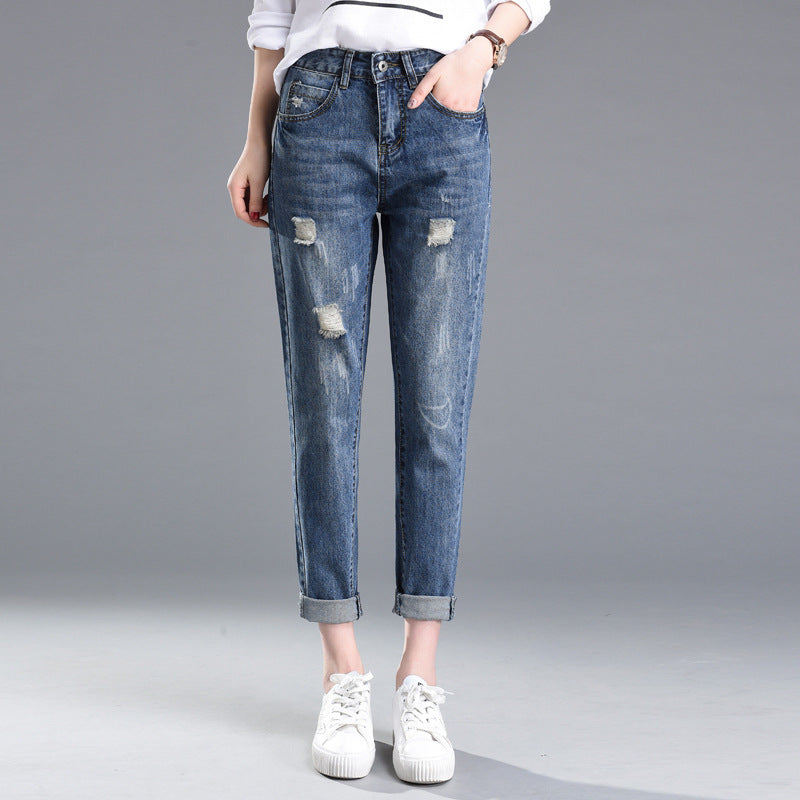 Jeans Slim Délavés et Déchirés